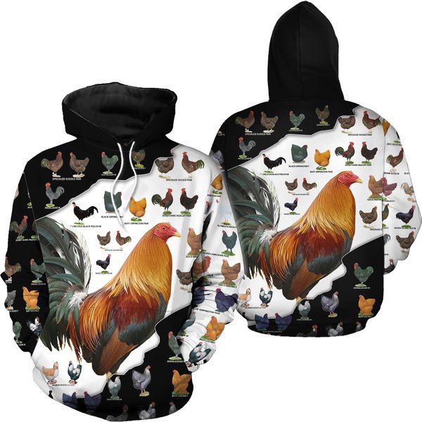 Rooster 3D All Over Print Pullover Hoodie-image
