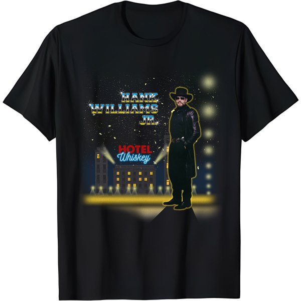 Vintage 90'S Hank Williams Jr Hotel Whiskey 1992 Band Tee Concert Tour T Shirt-image