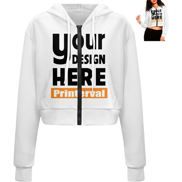 Custom Ladies Long Sleeve Cropped Hoodie
