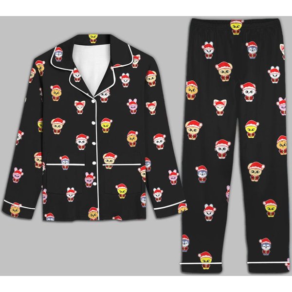 Stray Kids Pajama Set, Kpop Bang Chan Lee Know Hyunjin Han Felix Christmas Pajamas, Skzoo Pajama Set-image