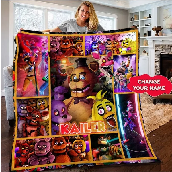 Personalized Five Nights At Freddy's Movie Characters Lovers Quilt Blanket-image