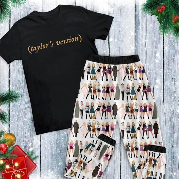 Tara Short Sleeve Pajamas For Kid And Adult| T.S Version Pjs Set-image