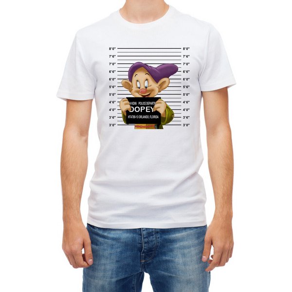 Mugshot Dopey 7 Dwarfs Funny Short Sleeve Men T Shirt-image