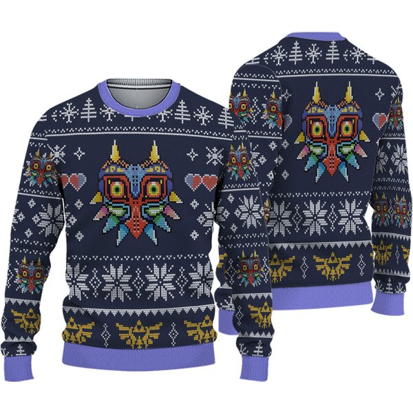 Majoras Mask Legend Of Zelda Ugly Knitted Christmas 3D Sweater-image