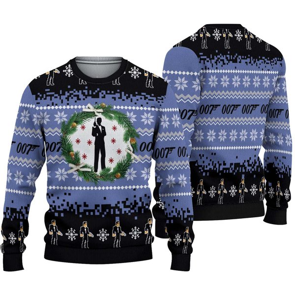 Ugly Christmas Sweater 007 James Bond Ugly Christmas Sweater