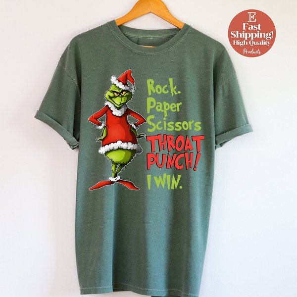 Grin Rock Paper Scissors Throat Punch, Win Shirt, Rock Paper Scissors Shirt-image