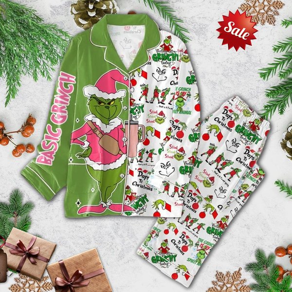 Christmas Funny Character Pajamas Set, Grin Women Pajamas Set, Pink Funny Character Pajama