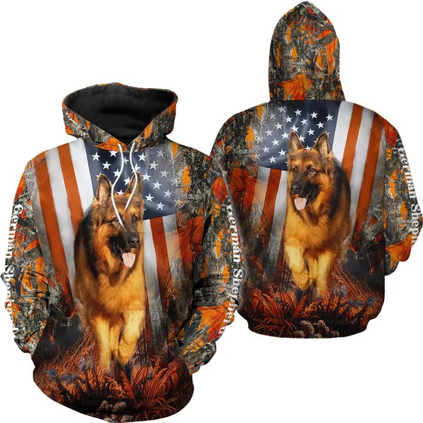 German Shepherd Flag 3D All Over Print Pullover Hoodie-image