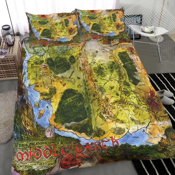 Lord Of The Rings Middle Earth Map Bedding Set-image