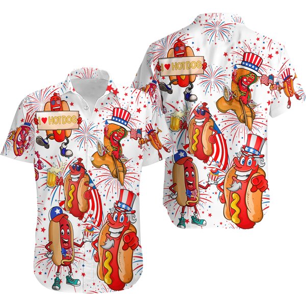 Funny Hot Dog Hawaiian Shirt-image