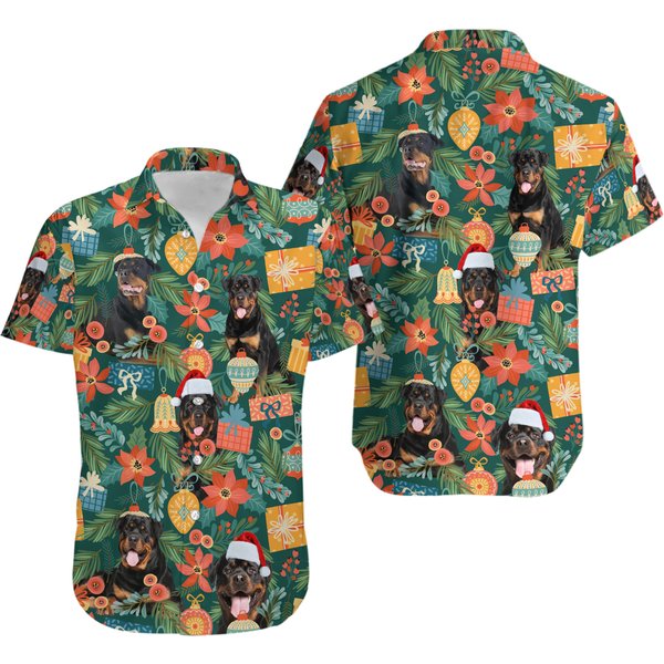 Funny Rottweiler Dog Christmas Hawaiian Shirt-image