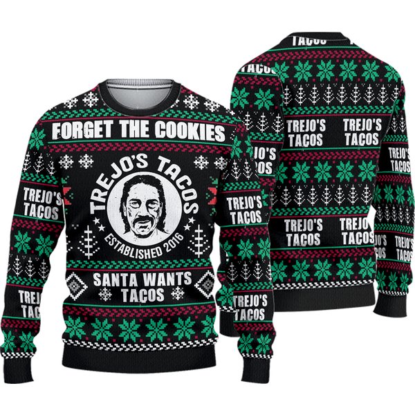New Trejo's Tacos Ugly Holiday Christmas 3D Sweater-image