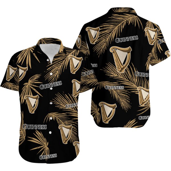 Guinness Hawaiian Palm Leaves Pattern Shirt, Beer Summer Party Hawaiian Shirt,-image