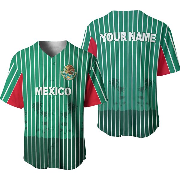 Mexico Flag Personalized Name Baseball Jersey-image