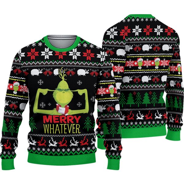 Merry Whatever Funny Character Ugly Christmas Sweater-image