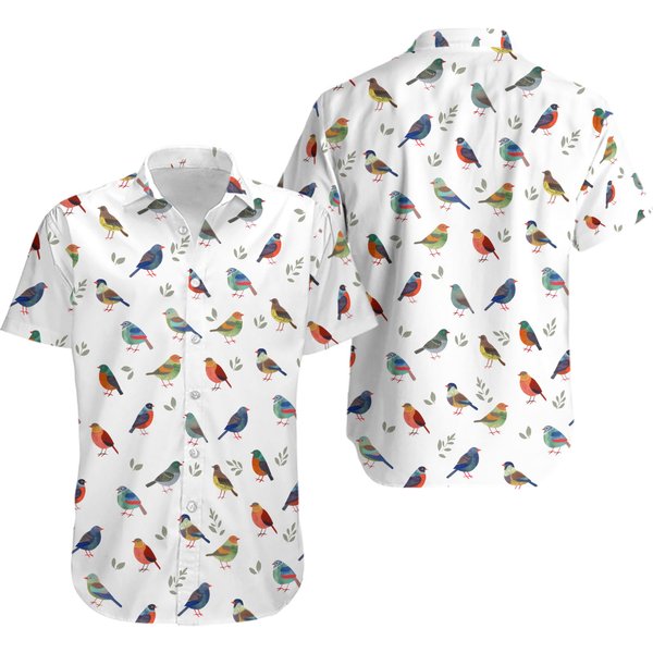 Bird Hawaiian Shirt, Bird Button Shirt-image