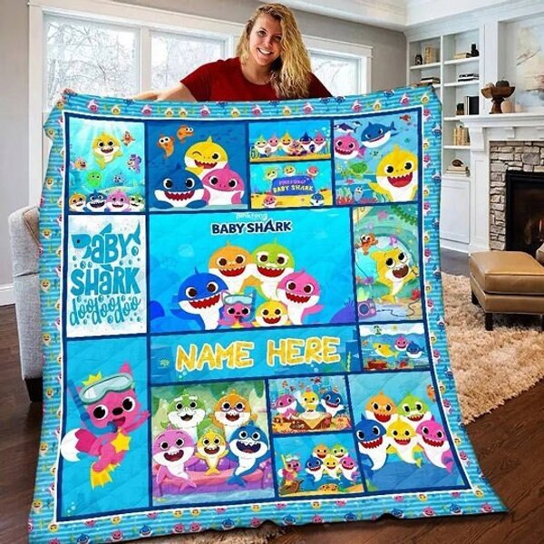 Custom Baby Shark Fleece Blanket - Perfect Gift-image