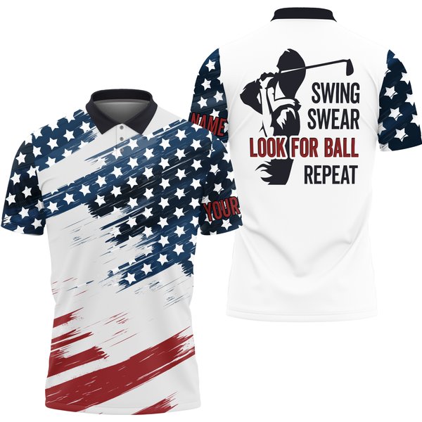 American Flag Apparel Swing Swear Look For Ball Repeat 3D All Over Print Polo Shirt-image