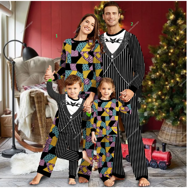 Jack Skelliington And Sally Halloween Matching Family Pajamas Set-image