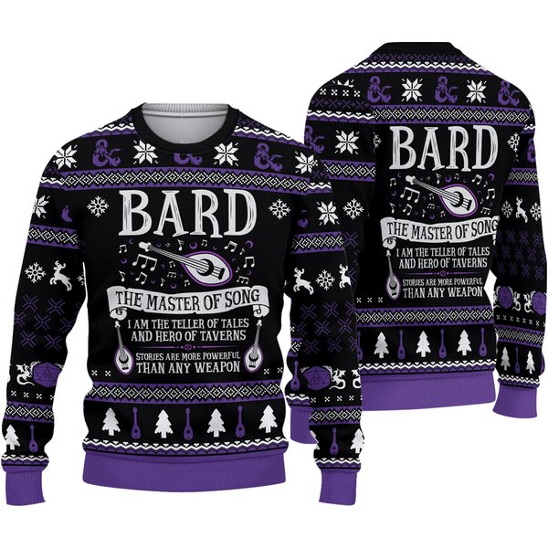 Christmas Gift, Dnd Classes Bard Ugly Christmas Sweater-image
