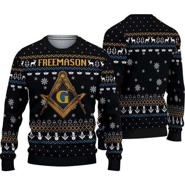 Freemasonry Ugly Knitted Christmas 3d Sweater