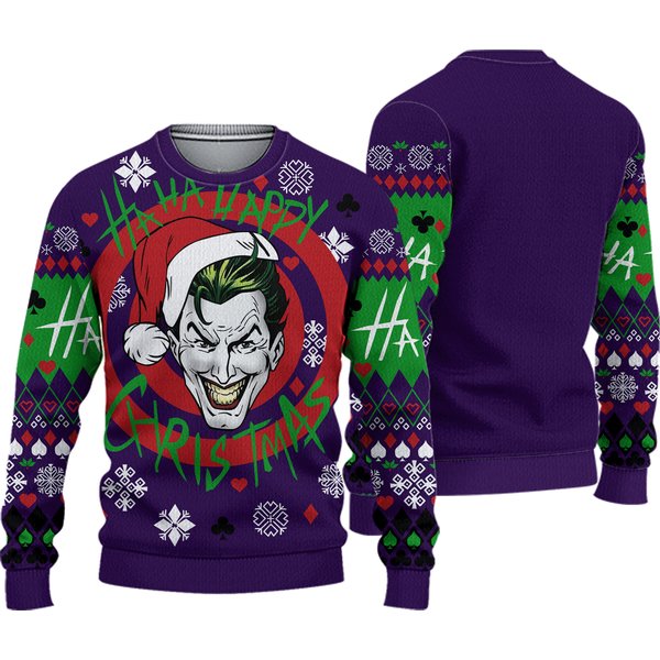 Haha Happy Christmas Joker Christmas Premium Sweater 3D-image