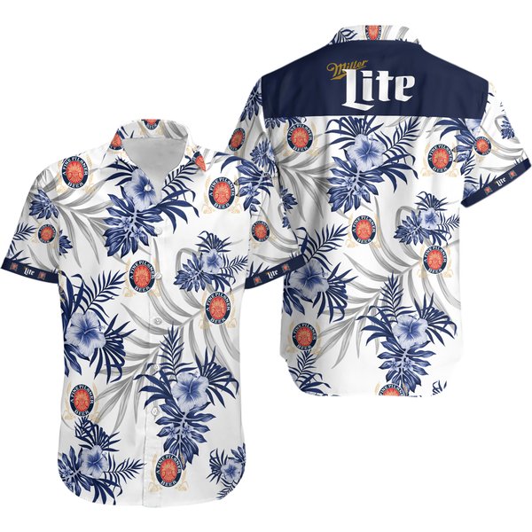 Hot Summer 2022 Tropical Flowers Miller Lite Button Hawaii Shirt-image