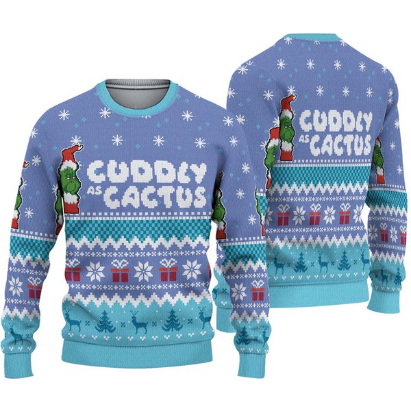 Cuddly As A Cactus Funny Character Ugly Christmas Sweatshirt-image