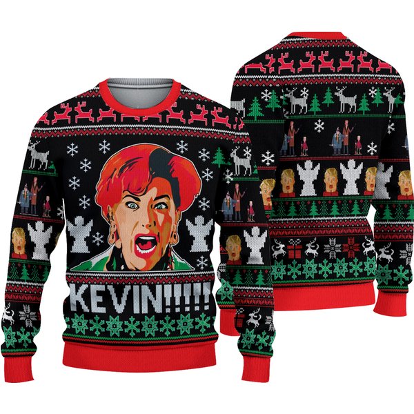 Home Alone Kevin 3D All-Over Knitting Pattern Ugly Christmas Sweater-image