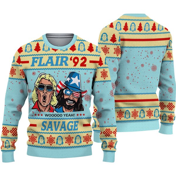 92 Wrestler Savage Ugly Christmas Sweater