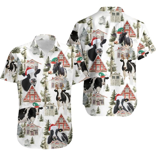 Dairy Cow Christmas Hawaiian Shirt-image