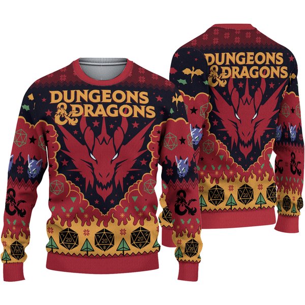 Xmas 2023 Dungeons & Dragons Seven Dice A-rolling 3d Sweater