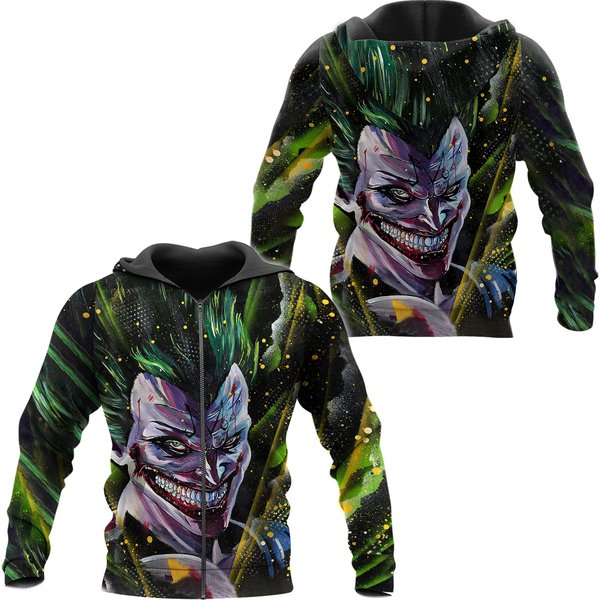 Joker 3D Zip Hoodie, Cosplay Hoodie-image