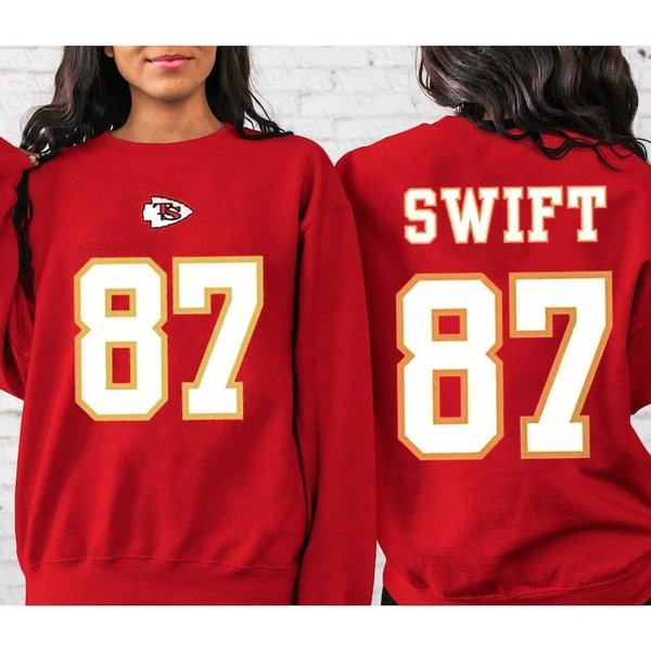 Double Side Swift And Kelce Sweatshirt, Kelce Jersey Shirt, Red Football Jersey Tee-image