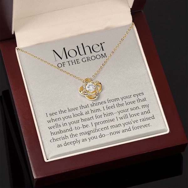 Mother Of The Groom Gift From Bride, Gold Love Knot Necklace-image