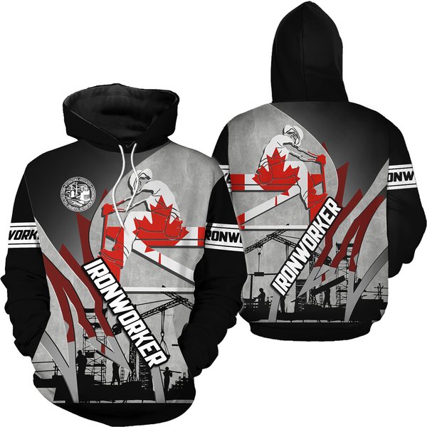 Men' Ironworker In The Construction Canada Flag 3D Hoodies-image