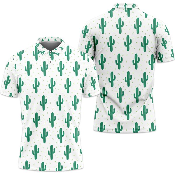 Tropical Cactus Hawaiian Golf Polo Shirt-image