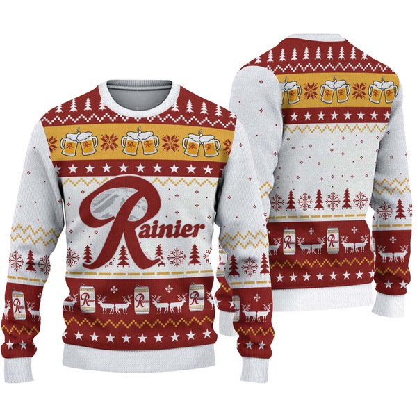 Rainier Beer Ugly Knitted Christmas Xmas Sweater