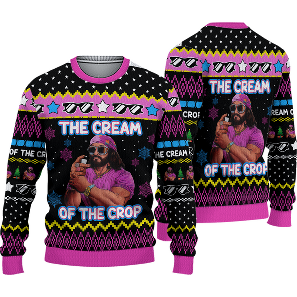 The Cream Of The Crop Macho Man Randy Savage Pro Wrestling Ugly Christmas Sweater-image