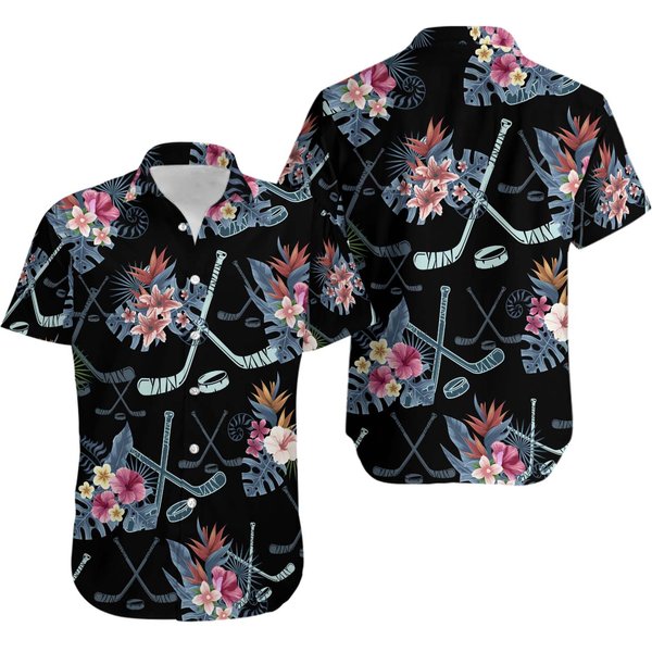 Hockey Summer Vibe Tropical Aloha Hawaii Shirt-image