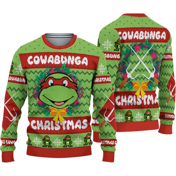 Cowabunga Raphael Tmnt Ugly Christmas Sweater-image
