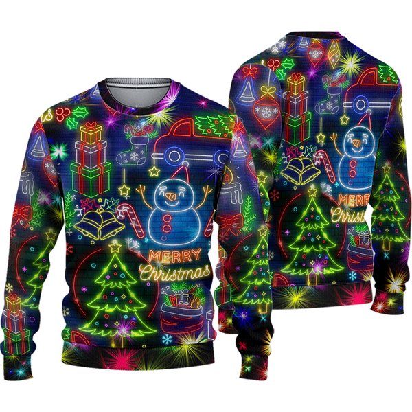 Christmas Bright Neon Lighting Ugly Christmas Sweater-image