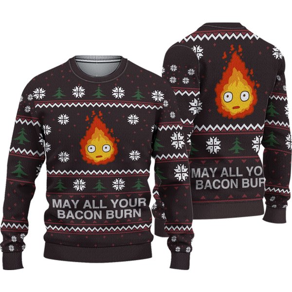 Ghibli May All Your Bacon Burn Christmas Ugly Sweater-image