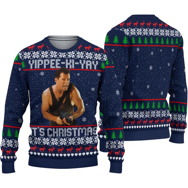 Yippee-Ki-Yay It's Christmas Full Print Sweater-image