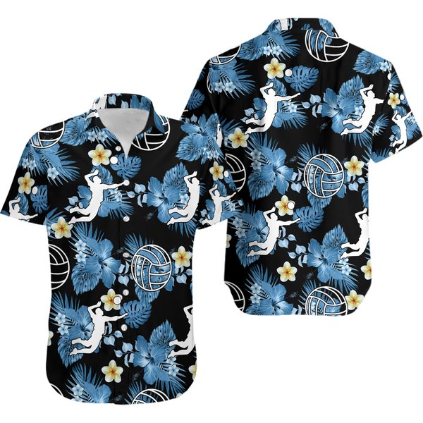 Volleyball Nature Tropical Blue Hawaiian Shirt-image