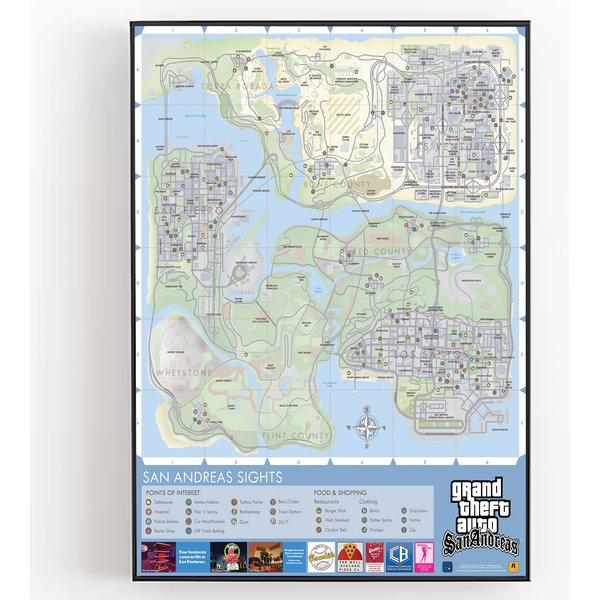 Map Of Grand Theft Auto San Andreas Premium Matte Vertical Poster-image