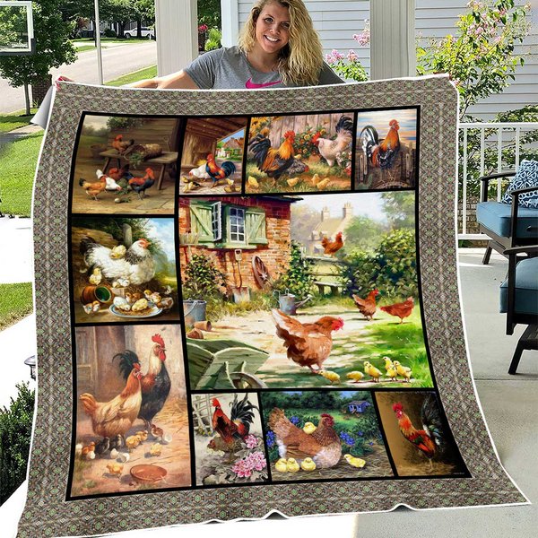 Chicken Family Fleece Blanket, Mink Sherpa Blanket-image