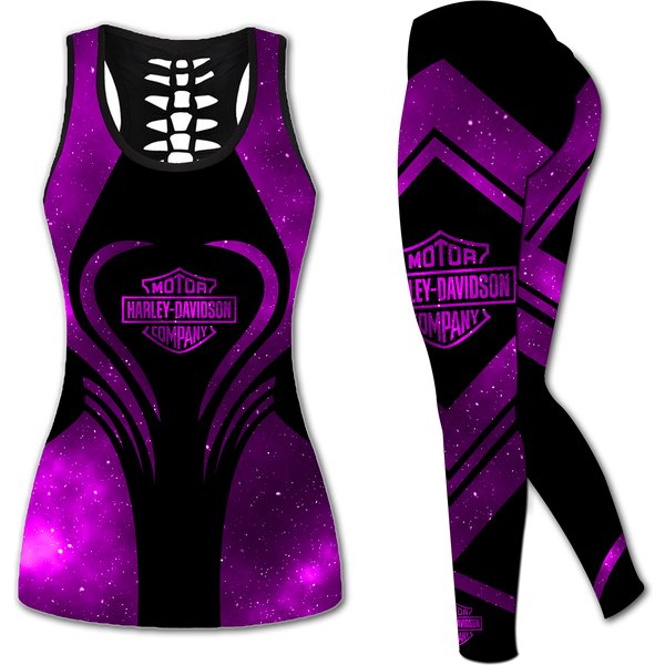Love Motorbike Hollow Tank Top Legging Sets-image