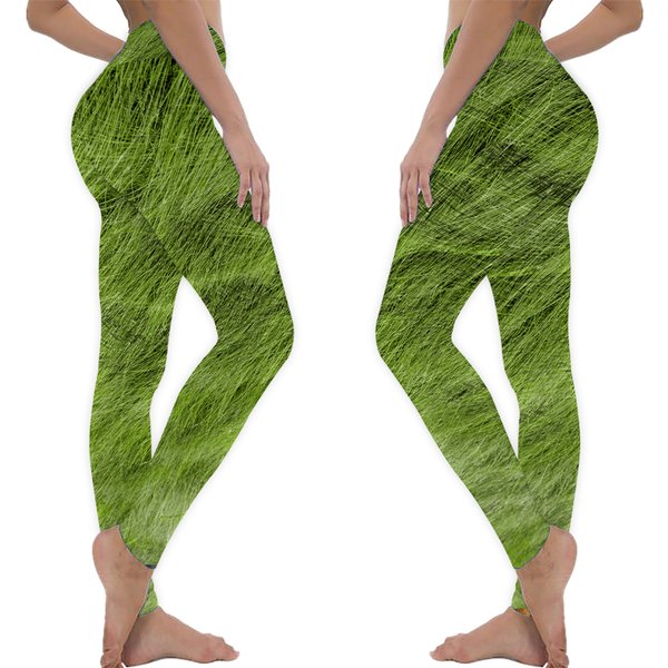 Green Fur Christmas Spandex Leggings Women Workout Animal Leggings-image
