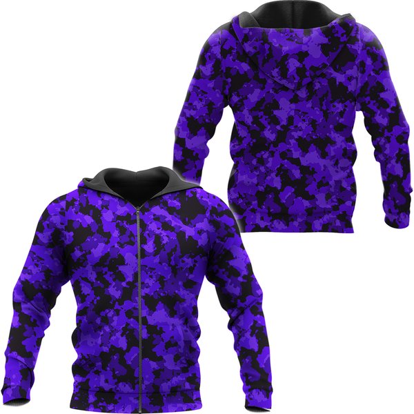 Royalty Purple Camo Sherpa Fleece Zip Hoodie-image